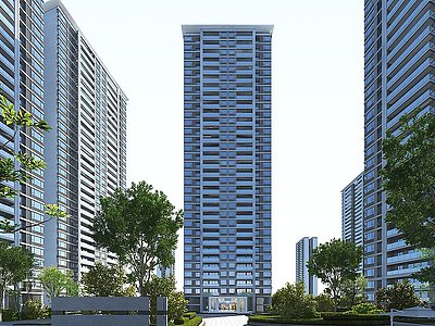 3d高层住宅外观模型
