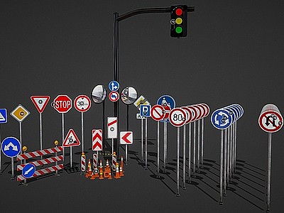 3d交通信号灯交通信号牌模型