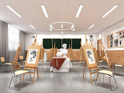 3d美术教室模型