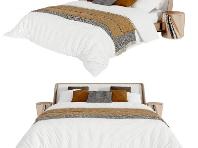 3d双人床床具模型