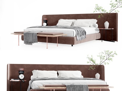 3d双人床床具模型