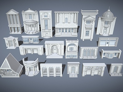 3d建筑立面建筑零件模型