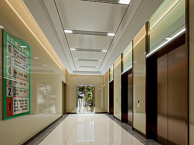 3d医院电梯厅模型