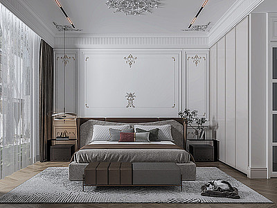 3d法式家居卧室模型