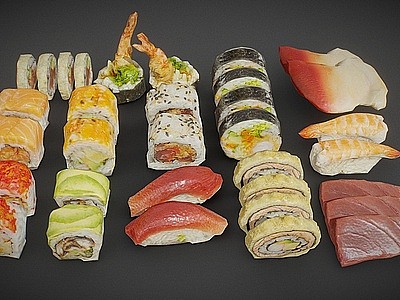3d生鲜食品寿司美食寿司拼盘模型