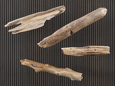 3d新中式木质摆件木头原木模型