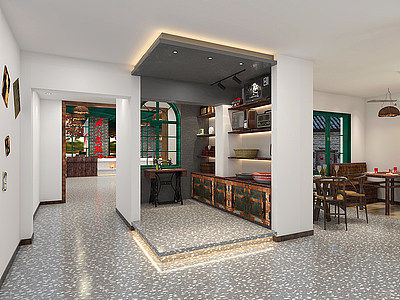 3d复古民国中餐厅模型
