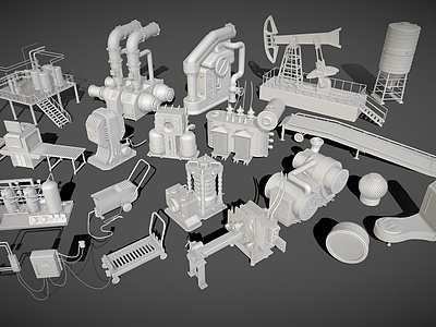3d工厂设备发动机发电机厂模型
