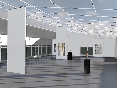 3d现代简约文化展厅模型