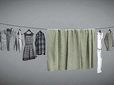 3d衣服晒衣服衣服床单模型