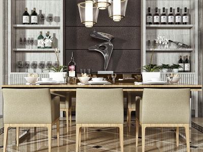 3d餐厅餐桌吊灯模型