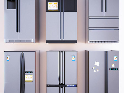 3d冰箱组合双开门冰箱模型