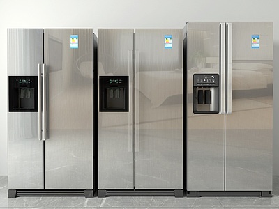 3d现代双开门冰箱模型