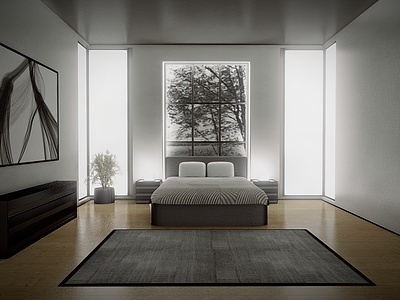3d家居卧室侘寂风卧室模型