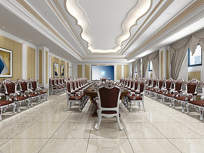 3d简欧会议室模型