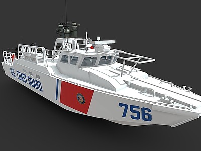 3d船快艇海警船游艇警用快艇模型