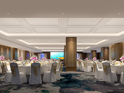 3d新中式宴会厅模型