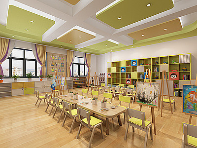 3d幼儿园美工室烘焙室模型