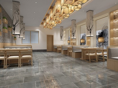 3d新中式茶餐厅吊灯中模型