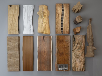 3d实木原木大板木板桌面模型