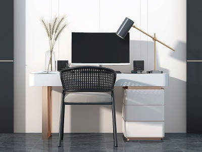 3d电脑桌书桌椅模型