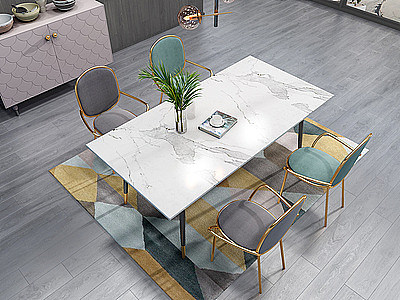 3d北欧轻奢餐桌椅组合模型
