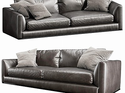 3d皮革双人沙发模型