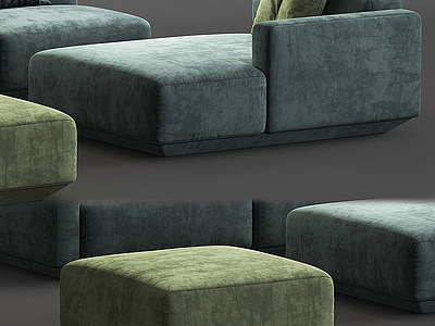 3d布艺组合沙发模型