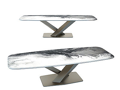 3d金属大理石餐桌模型