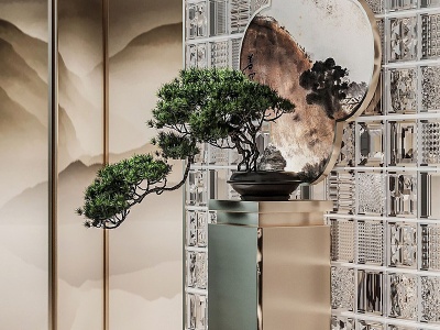 3d新中式植物盆栽模型