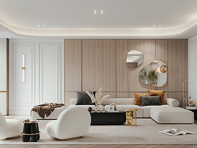 3d法式轻奢客厅模型