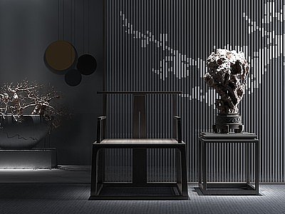 新中式椅子装饰品模型