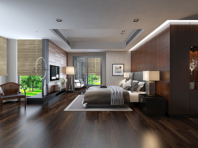 中式风格卧室整体模型
