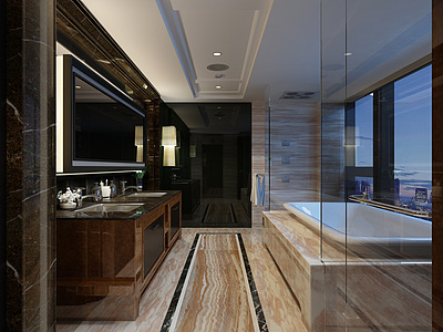 酒店浴室整体模型