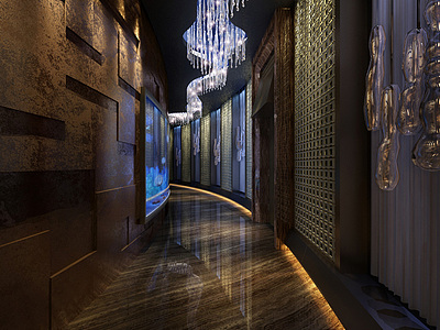 古典酒店走廊整体模型