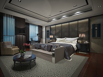 高级酒店卧室3d模型