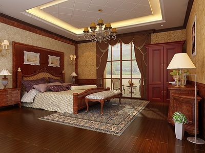 欧式卧室整体模型