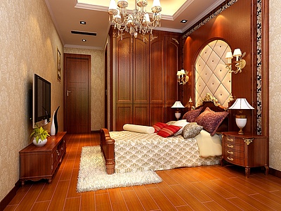 欧式古典卧室整体模型