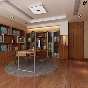 办公楼书房整体模型