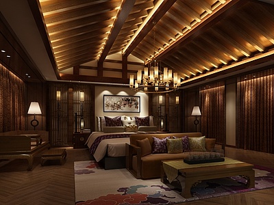 东南亚风格卧室3d模型