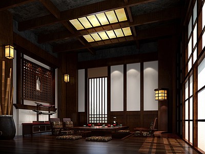 日式风格茶室整体模型