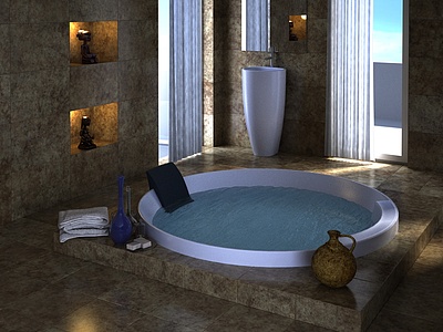 现代豪华浴缸整体模型