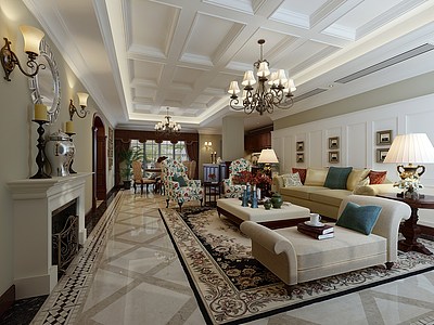 现代欧式家装客厅整体模型