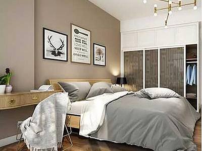 现代家装卧室整体模型