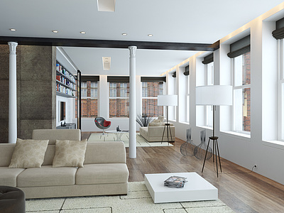 现代家装客厅整体模型