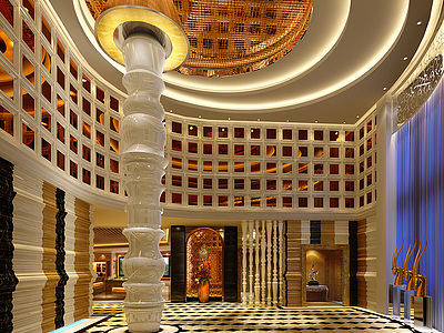 酒店大厅整体模型