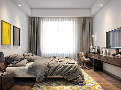 现代家装卧室整体模型