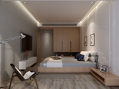 现代家装客厅卧室整体模型