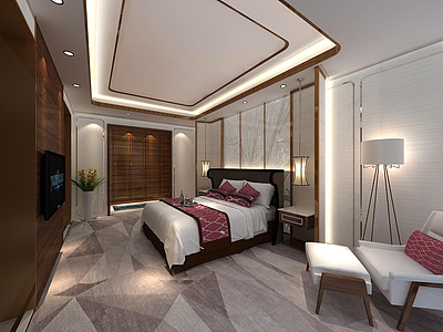 酒店卧室整体模型