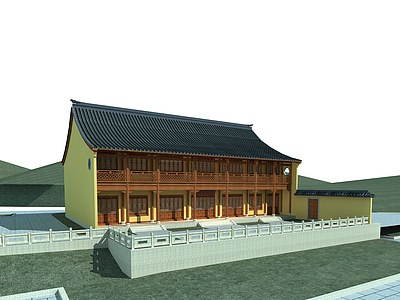 寺庙，斋房，古建整体模型